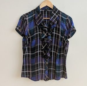 Saks Fifth Avenue Silk Ruffle Button Down Shirt